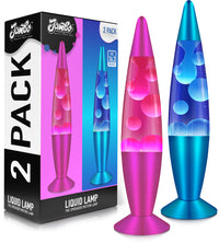JAMBO 2 Pack- 16" Beautiful Lamp- Blue with Blue/White Wax and Pink with White Wax, Relaxing Liquid Lamp, Night Light Nightlight, Lamps for Adults Teens Kid