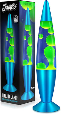 JAMBO 16" Liquid Motion Lava Lamp – Blue with Yellow/Green Wax – Relaxing Magma Night Light for Bedroom, Living Room & Office – Decorative Lamp for Adults, Teens & Kids