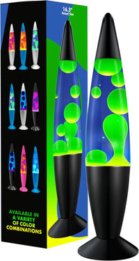 JAMBO 16" Liquid Motion Lava Lamp – Blue with Yellow/Green Wax – Relaxing Magma Light for Bedroom, Living Room & Office – Night Light for Adults, Teens & Kids