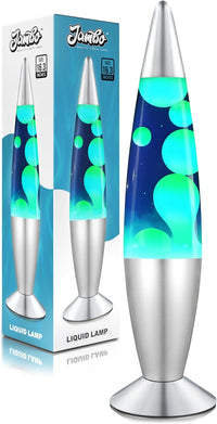 JAMBO 16" Liquid Motion Lamp – Blue with Yellow/Green Wax – Relaxing Magma Night Light for Bedroom, Living Room & Office – Decorative Lamp for Adults, Teens & Kids