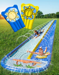 Jambo 20Ft XL Water Slide with 2 Bodyboards and Inflatable Bumpers, Heavy Duty Beach Water Slide, Splash Mat Water Sprinkler, Outdoor Water Toys, Summer Toy, Splash Pad
