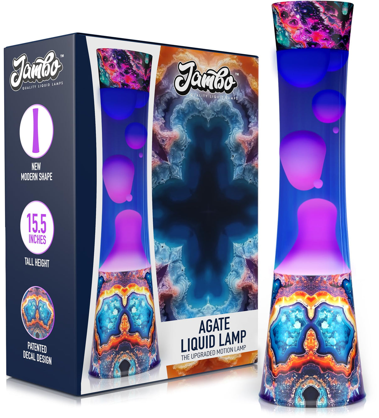 JAMBO 15.5" The Upgraded Motion Lamp, Amber Crystal Decal Motion Light, Beautiful Home Decor, Living Room Bedroom Lamp, Relaxing Nightlight for Teens, Kids & Adults