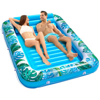 JAMBO XXL Inflatable Tanning Pool Lounger Float, 80 x 56 Sun Tanning Pool Float with Pillow Water Lounge Raft Pool Floatie for Adults Tanning Raft Pool Tub Water Tanning Bed Kiddie Pool Tanning Floats