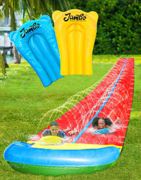 JAMBO XL 24FT Slip & Splash Water Slide with 2 Bodyboards – Heavy Duty Lawn Waterslide with Built-In Sprinklers – Backyard Outdoor Summer Water Toy & Splash Pad for Kids