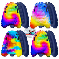 JAMBO 4 Pack Inflatable Surf Body Boards with Handles for Water Slides, Boogie Boards for Beach, Pool, Lake & Slip Slides, Lightweight Floating Water Toys for Kids & Adults
