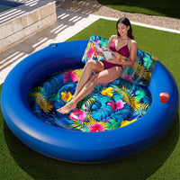 JAMBO 76" Huge Round Tanning Pool Lounger – Extra Large Inflatable Floating Sun Bed for Adults