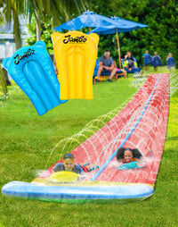 JAMBO 40 Ft 3XL Slip Splash and Slide with Inflatable Crash Pad (Double Lane, 40ft 3XL Mega Slide), Heavy Duty Water Slide Splash Mat Outdoor Water Sprinkler