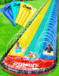 JAMBO XL 20FT Triple-Lane Slip & Splash Water Slide with 3 Bodyboards – Heavy Duty Backyard Waterslide with Advanced 3-Way Sprinkler System – Outdoor Summer Water Toy for Kids
