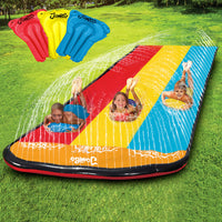 JAMBO Updated 2025-50FT x 8FT Huge Mega Slip Splash and Slide, Heavy Duty Lawn Water Slide, Extra Long Tarp Splash Mat, Big Backyard Waterslide, Outdoor Water Toys