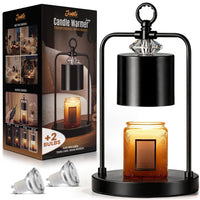 JAMBO Black Classic Candle Warmer Lamp with Timer & Dimmable Light, Adjustable Heat Candle Lamp for Jar Candles, Flame-Free Scented Wax Warmer, Home Decor for Bedroom & Living Room